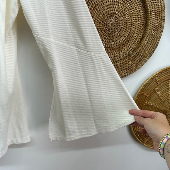 Vintage Y2K 2000s Ashley Stewart Off White Flare Long Sleeve Top Plus Size 14/16 - Picture 5 of 7